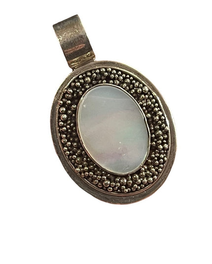 LG Heavy VTG sterling silver pearl pendant ornate