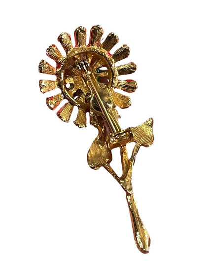 Vintage metal enamel flower brooch