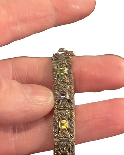 VTG Multi gemstone Sterling 925 Marcasite bracelet