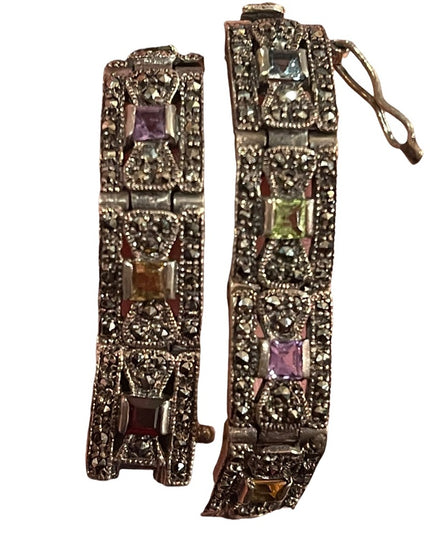 VTG Multi gemstone Sterling 925 Marcasite bracelet