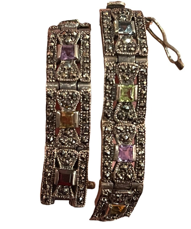 VTG Multi gemstone Sterling 925 Marcasite bracelet