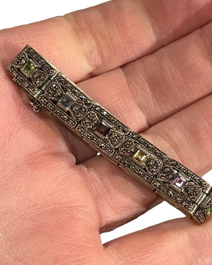 VTG Multi gemstone Sterling 925 Marcasite bracelet