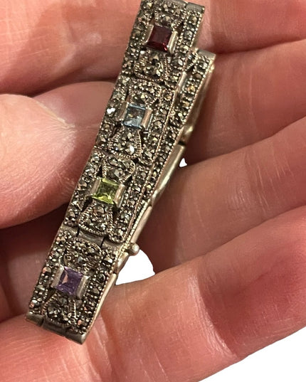 VTG Multi gemstone Sterling 925 Marcasite bracelet