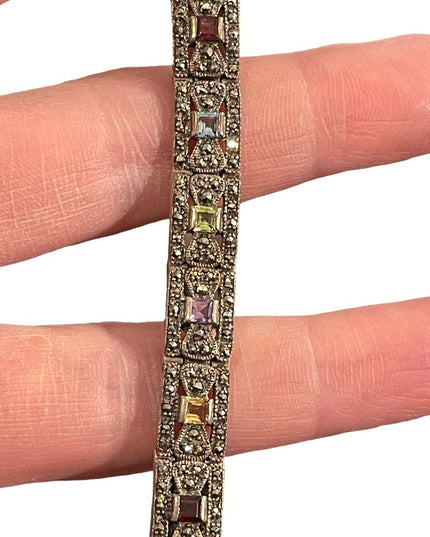 VTG Multi gemstone Sterling 925 Marcasite bracelet