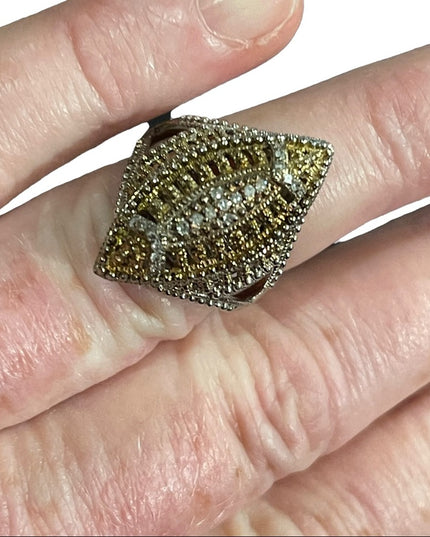 Sterling silver cocktail ring diamond chips