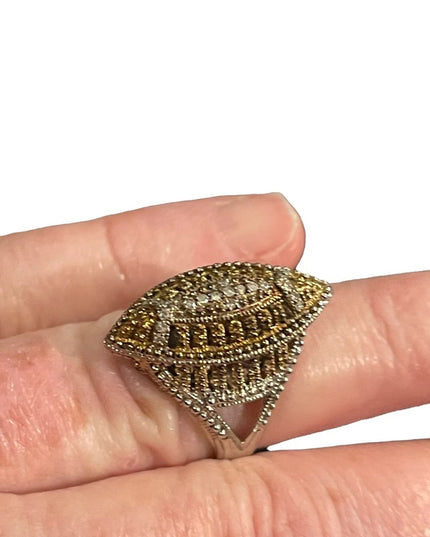 Sterling silver cocktail ring diamond chips