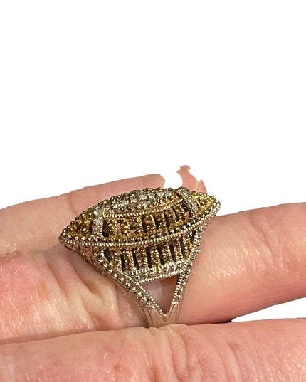 Sterling silver cocktail ring diamond chips