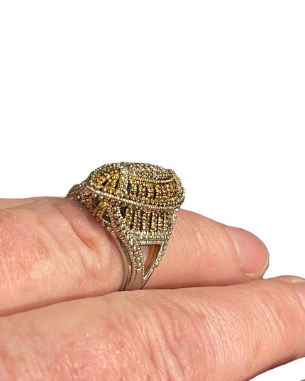 Sterling silver cocktail ring diamond chips