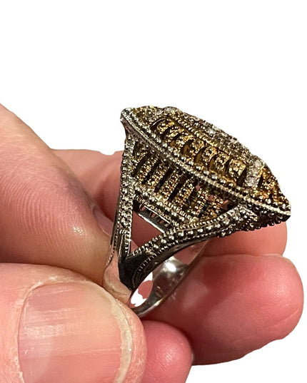 Sterling silver cocktail ring diamond chips