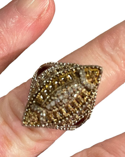 Sterling silver cocktail ring diamond chips