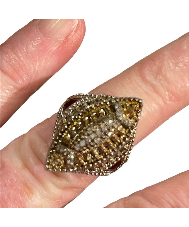 Sterling silver cocktail ring diamond chips