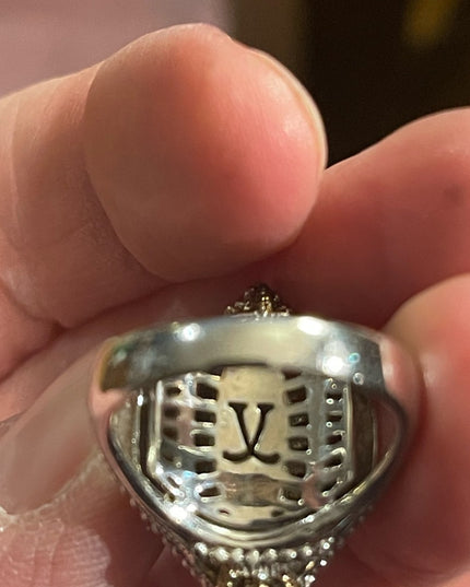 Sterling silver cocktail ring diamond chips