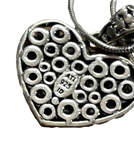 Sterling Silver 925 flower Etched Heart necklace with 925 chain
