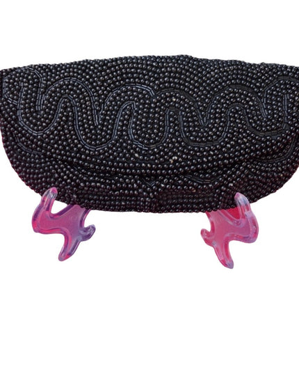 Vintage 1960s black bead wallet soo cute!