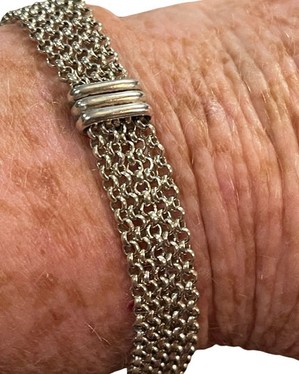 Beautiful sterling silver 925 vintage European Multi strand chunky bracelet VTG