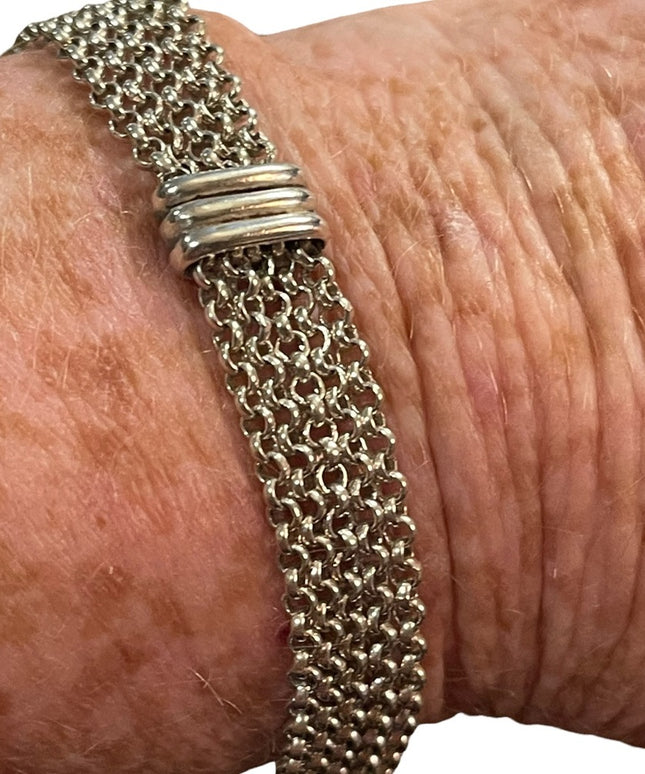Beautiful sterling silver 925 vintage European Multi strand chunky bracelet VTG