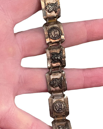Vintage Sterling silver Peru Bracelet Gods sun Symbols