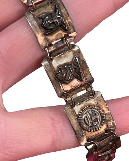 Vintage Sterling silver Peru Bracelet Gods sun Symbols