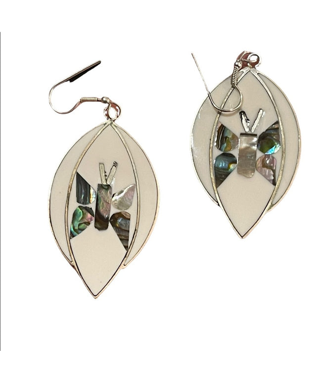 Vintage Alpaca Mexixo silver Butterfly dangle tear drop earrings