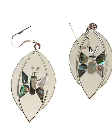 Vintage Alpaca Mexixo silver Butterfly dangle tear drop earrings
