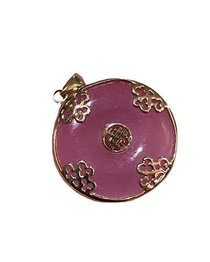Sterling gold plt chinese good luck symbol pink jadite