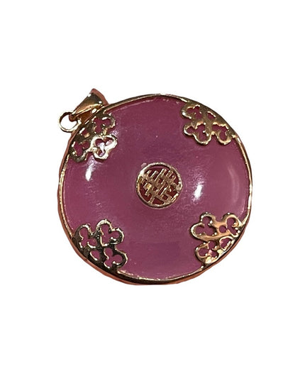 Sterling gold plt chinese good luck symbol pink jadite