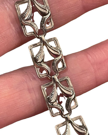 Antique Victorian Sterling 925 link silver square bracelet