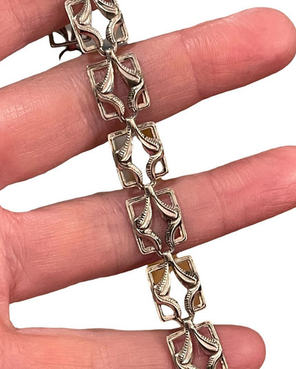 Antique Victorian Sterling 925 link silver square bracelet