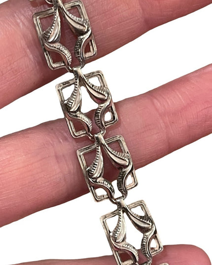 Antique Victorian Sterling 925 link silver square bracelet