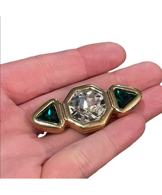 Vintage 1980s Authentic Swarovski Crystal brooch (SAL) green chunky beautiful