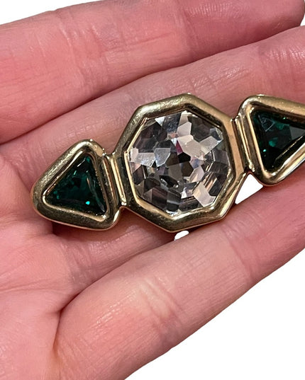 Vintage 1980s Authentic Swarovski Crystal brooch (SAL) green chunky beautiful