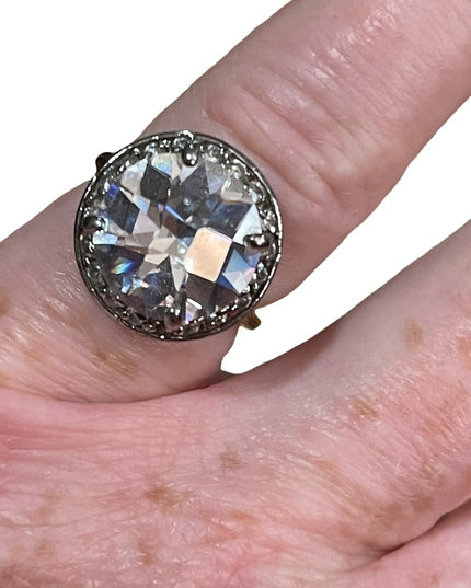 Spactacular large Sparkly Crystal Sterling silver 925 ring vintage