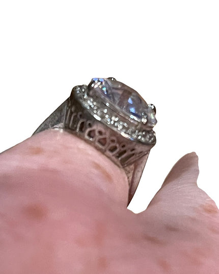 Spactacular large Sparkly Crystal Sterling silver 925 ring vintage