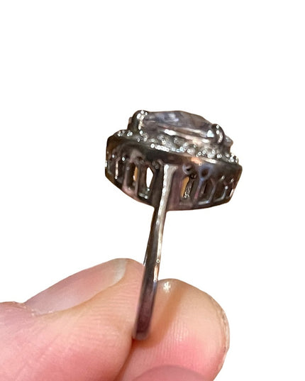 Spactacular large Sparkly Crystal Sterling silver 925 ring vintage