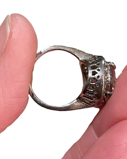 Spactacular large Sparkly Crystal Sterling silver 925 ring vintage