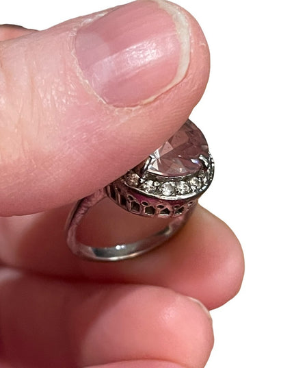 Spactacular large Sparkly Crystal Sterling silver 925 ring vintage