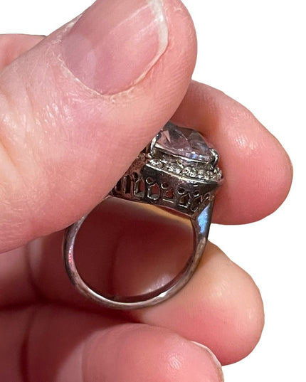 Spactacular large Sparkly Crystal Sterling silver 925 ring vintage