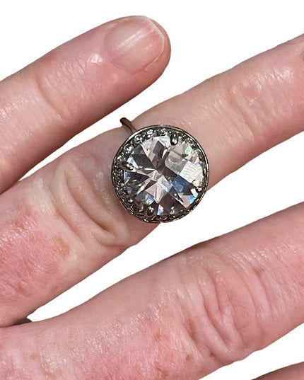 Spactacular large Sparkly Crystal Sterling silver 925 ring vintage