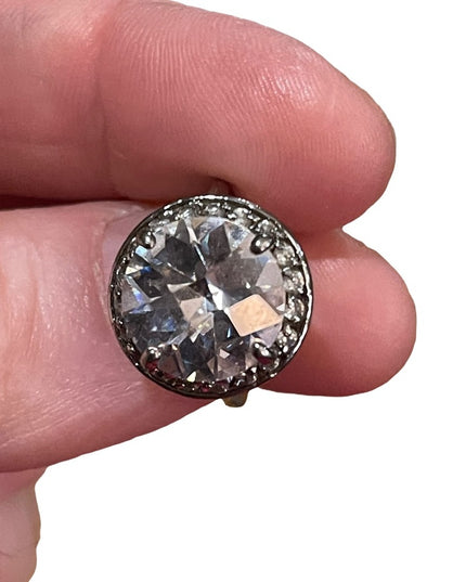 Spactacular large Sparkly Crystal Sterling silver 925 ring vintage