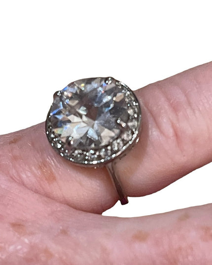 Spactacular large Sparkly Crystal Sterling silver 925 ring vintage