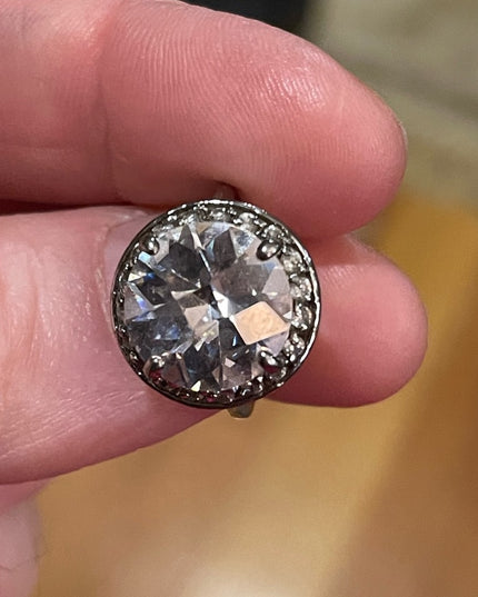Spactacular large Sparkly Crystal Sterling silver 925 ring vintage
