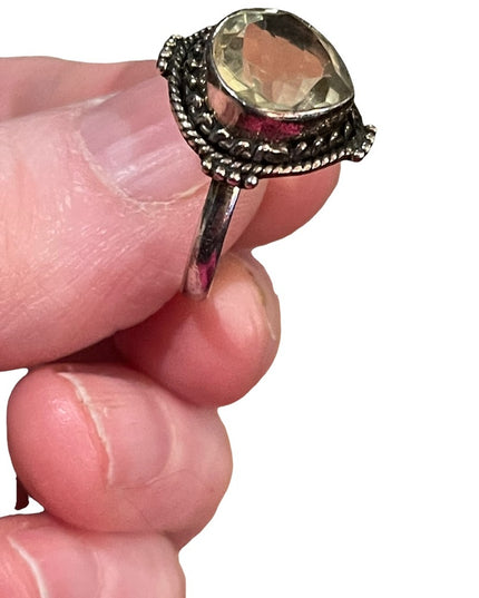Sterling silver yellow amethyst ring vintage 925