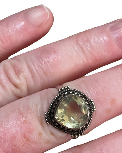 Sterling silver yellow amethyst ring vintage 925