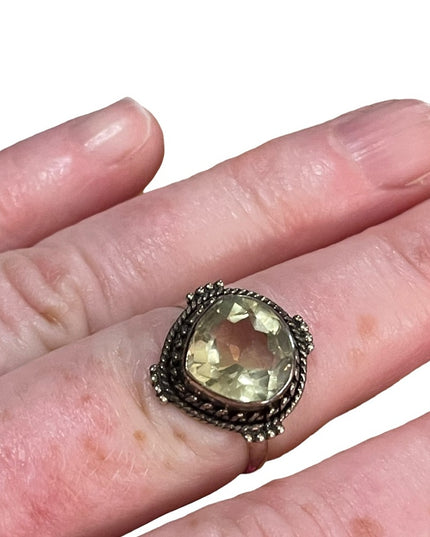 Sterling silver yellow amethyst ring vintage 925