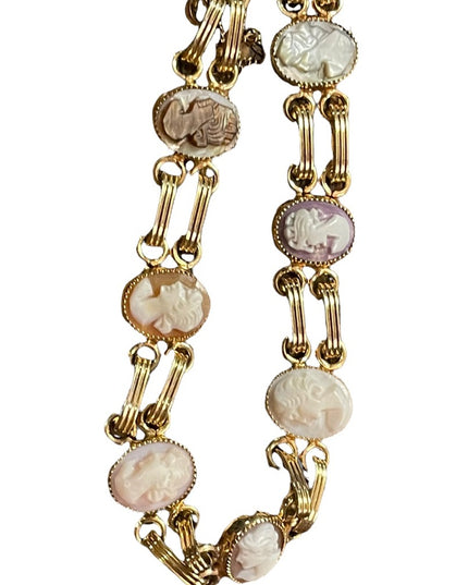 Vintage 12k Gold filled multi cameo texture link bracelet