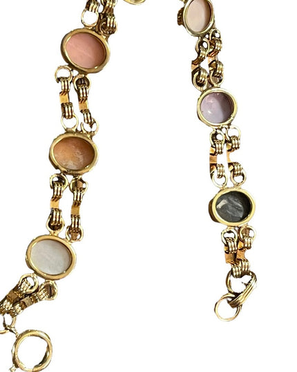 Vintage 12k Gold filled multi cameo texture link bracelet
