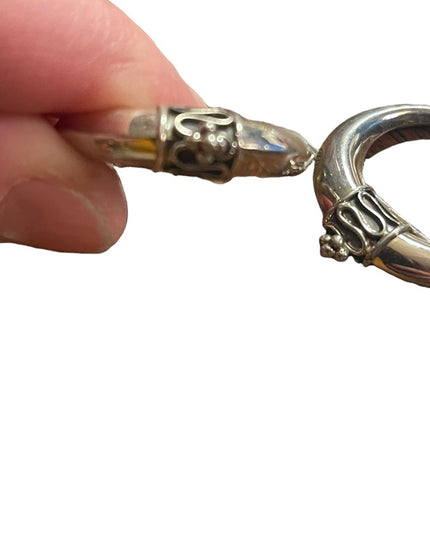 Vintage Sterling silver hoop dangle fancy ornate earrings Balenisian Bali 925