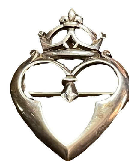 vintage Celtic Sterling silver Scottish heart & crown brooch