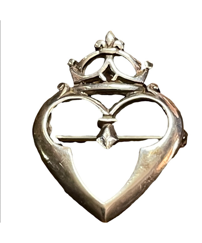 vintage Celtic Sterling silver Scottish heart & crown brooch