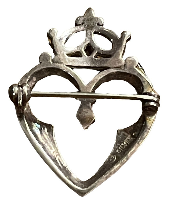 vintage Celtic Sterling silver Scottish heart & crown brooch